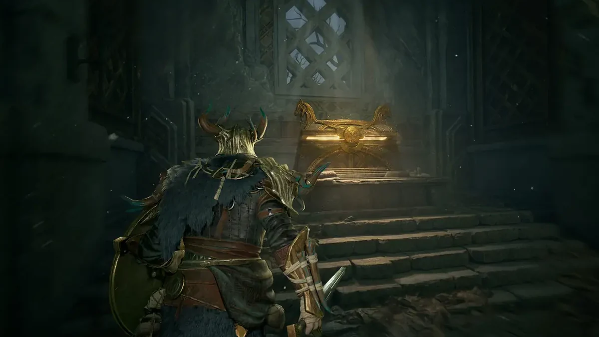 Official Mistfall Hunter Steam screenshot of a lone hunter exploring a dark interior